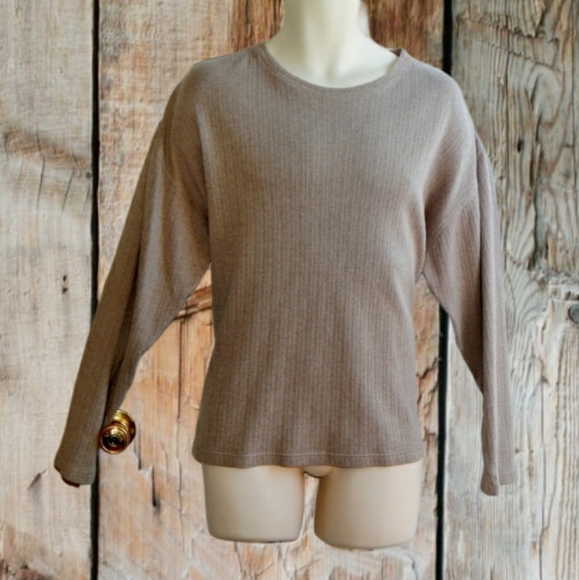 VAN HEUSEN Beige Ribbed Pullover Sweater